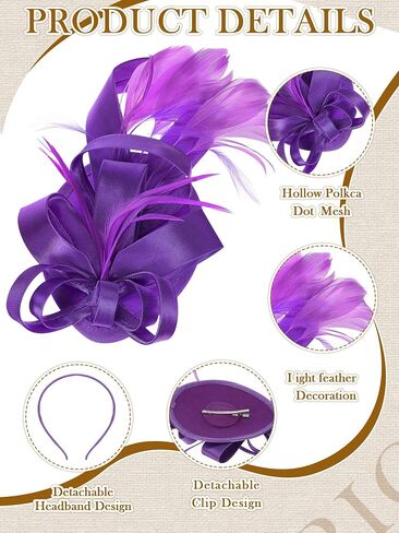 Suncalla 8 Pcs Fascinators Hat for Women Tea Party Headband with Feather Mesh Flower Derby Hat Hair Clip for Wedding Cocktail in Kuwait