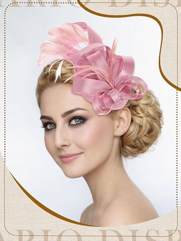 Suncalla 8 Pcs Fascinators Hat for Women Tea Party Headband with Feather Mesh Flower Derby Hat Hair Clip for Wedding Cocktail in Kuwait