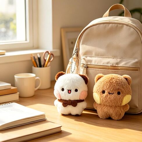 2Pcs Bubuuu and Duduuu Plush Keychain, Cute Cartoon Bear Merchandise Keychains for Backpack Purse Handbag Car Keys, Graduation Birthday Valentine's Day Xmas Christmas Gift in Saudi Arabia