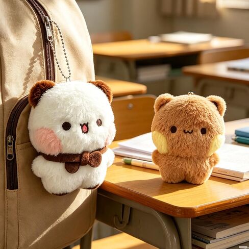 2Pcs Bubuuu and Duduuu Plush Keychain, Cute Cartoon Bear Merchandise Keychains for Backpack Purse Handbag Car Keys, Graduation Birthday Valentine's Day Xmas Christmas Gift in Saudi Arabia