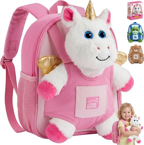JOIEDOMI Toddler Backpack for Boys 2-4, 11" H Kids Backpack with Detachable Dinosaur Toy for 2 Year Old Boy Birthday Gift, Lightweight Perfect for Daycare Preschool Travel in Saudi Arabia