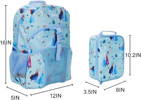 Bioworld Frozen Elsa and Anna 2-Piece 16" Kids Backpack & Lunch Box Set For School And Travel in Kuwait