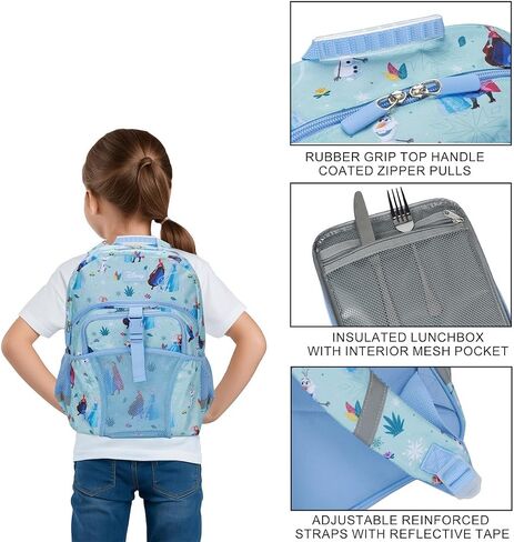 Bioworld Frozen Elsa and Anna 2-Piece 16" Kids Backpack & Lunch Box Set For School And Travel in Kuwait