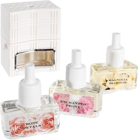 HomeWorx by Harry Slatkin Plug-in Fragrance Diffuser Set with 3 Oil Refills, Spring Time Favorites, Scented Oil Warmer, No Light Plug-in, 0.7 fl oz Each Refill, Cloud White Design in Saudi Arabia