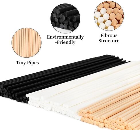 100 PCS Reed Diffuser Sticks, 11 Inch Fibre Diffuser Replacement Stick for Essential Oil Diffuser Refill, 4 mm Thick Aroma Diffuser Sticks for Home Office Bathroom Bedroom, Black & Primary in Saudi Arabia