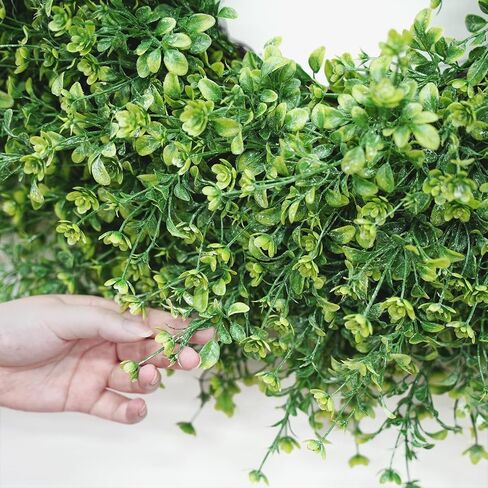 28 Inch Large Boxwoods Wreaths for Front Door Artificial Green Leaves Greenery Indoor Outdoor Wreath Home Decor Porch Window Wall Farmhouse Door Decorations Spring Summer Fall All Seasons in Saudi Arabia