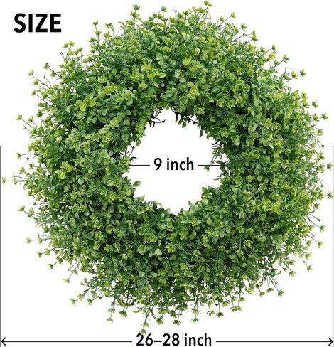 28 Inch Large Boxwoods Wreaths for Front Door Artificial Green Leaves Greenery Indoor Outdoor Wreath Home Decor Porch Window Wall Farmhouse Door Decorations Spring Summer Fall All Seasons in Saudi Arabia