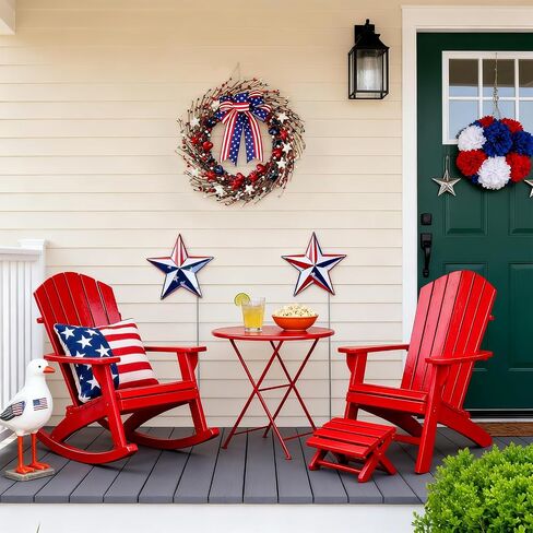 zjlmit 22 Inch 4th of July Wreath with Grapevine Base - Red White and Blue Berry Patriotic Wreath with Hanging Loop for Front Door, Independence Day & Memorial Day Decor in Saudi Arabia