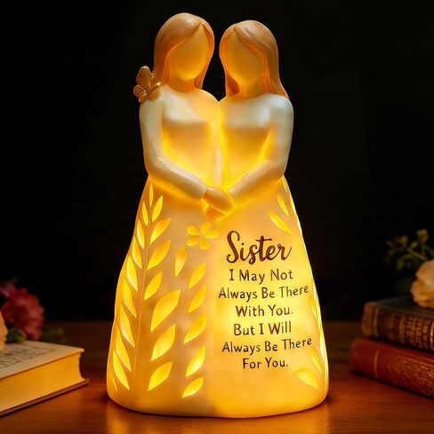 Sister Birthday from Sister, Resin Sister Figurine Light with Remote Control for Soul Sisters Bestie, Sisters' Day Gift for Best Friend(No Batteries Included) in Saudi Arabia