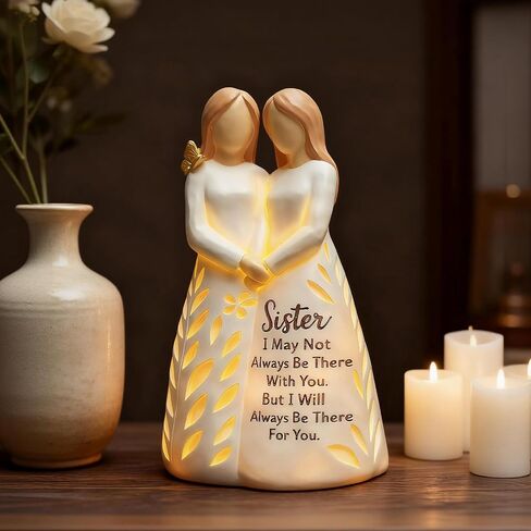 Sister Birthday from Sister, Resin Sister Figurine Light with Remote Control for Soul Sisters Bestie, Sisters' Day Gift for Best Friend(No Batteries Included) in Saudi Arabia
