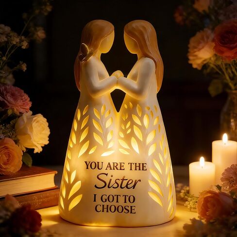 Sister Birthday from Sister, Resin Sister Figurine Light with Remote Control for Soul Sisters Bestie, Sisters' Day Gift for Best Friend(No Batteries Included) in Saudi Arabia