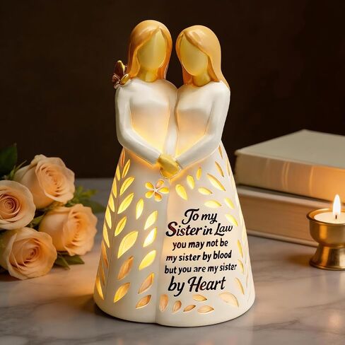 Sister Birthday from Sister, Resin Sister Figurine Light with Remote Control for Soul Sisters Bestie, Sisters' Day Gift for Best Friend(No Batteries Included) in Saudi Arabia