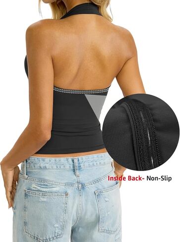EasyGala Womens Double Lined Halter Tank Sexy Square Neck Shirt Fitted Open Back Sleeveless Top Y2K Going Out Clothes2026 in Kuwait