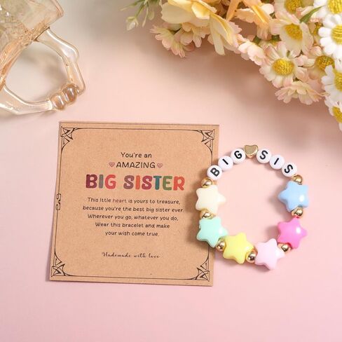 سوار Mikovivi Big Sis للفتيات، سوار على شكل حرف نجمة مع بطاقة مجوهرات شقيقة أنيقة قابلة للتعديل لإكسسوارات أعياد الميلاد in Kuwait