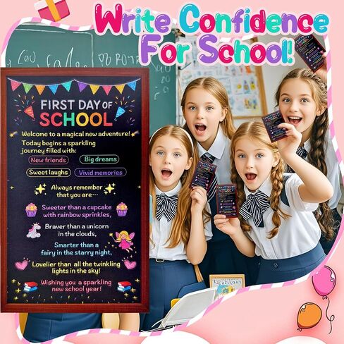 First Day of School Bracelet, First Day of Preschool Kindergarten 1st Grade 2nd Grade School Gift, Nice Back to School Gifts for Daughter Niece Granddaughter, Heart Bracelet with 2 Keychains and 2 Gretting Card. in Saudi Arabia