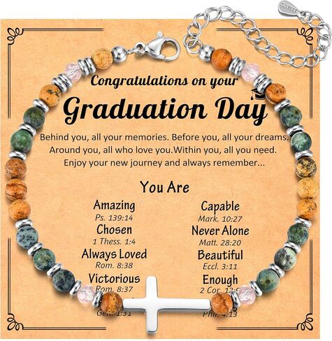 2026 Graduation Gifts for Girls Her, High School College 5th 6th 8th Grade Masters Degree Middle School Graduation Gifts for Girls, Christian Cross Bracelets for Women Daughter with Cards in Saudi Arabia