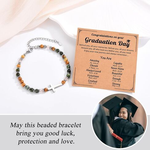 2026 Graduation Gifts for Girls Her, High School College 5th 6th 8th Grade Masters Degree Middle School Graduation Gifts for Girls, Christian Cross Bracelets for Women Daughter with Cards in Saudi Arabia