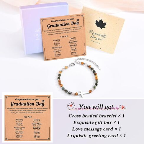 2026 Graduation Gifts for Girls Her, High School College 5th 6th 8th Grade Masters Degree Middle School Graduation Gifts for Girls, Christian Cross Bracelets for Women Daughter with Cards in Saudi Arabia