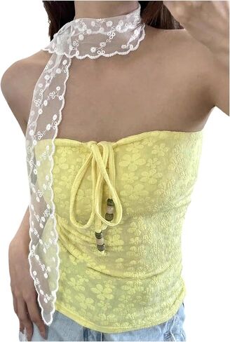 SweatyRocks Women's Lace Sheer Mesh Neck Scarf Long Skinny Scarf Neckerchief Headband in Kuwait