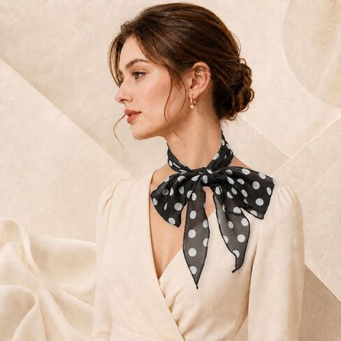 وشاح منقط للنساء، وشاح رقبة نحيف، أوشحة نسائية، رباط شعر، إكسسوار للحفلات والسفر والمكتب in Kuwait