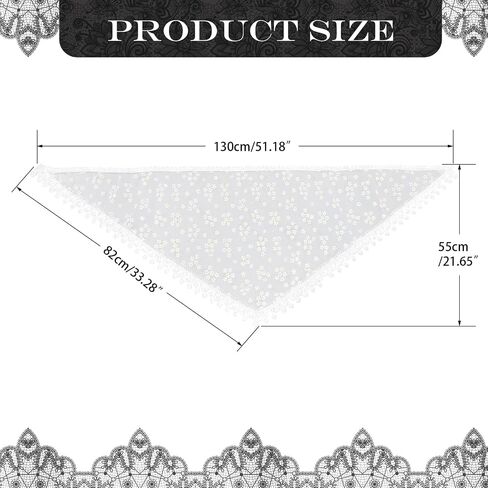 DOCILA Triangle Lace Veil Print Sheer Tulle Church Wedding Mantilla Veils Mass Religious Christian Prayer Head Covering Scarf in Kuwait