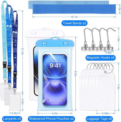 [17 Pcs] Cruise Ship Essentials for Royal Caribbean - 2026 Cruise Must Haves Accessories Kit with Ship Card Lanyards, Luggage Tags Holders, Waterproof Phone Pouches, Magnetic Hooks and Towel Bands in Saudi Arabia
