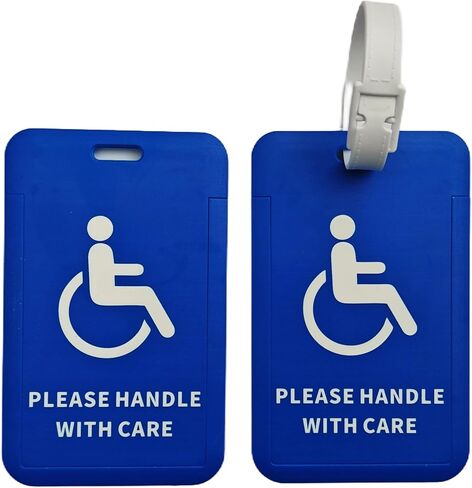 2 Pack Handicap Luggage Tag Wheelchair Tag for Travel Medical Alert Travel Tags for Walker Rollator Mobility Aid Disabled ID Placard in Kuwait