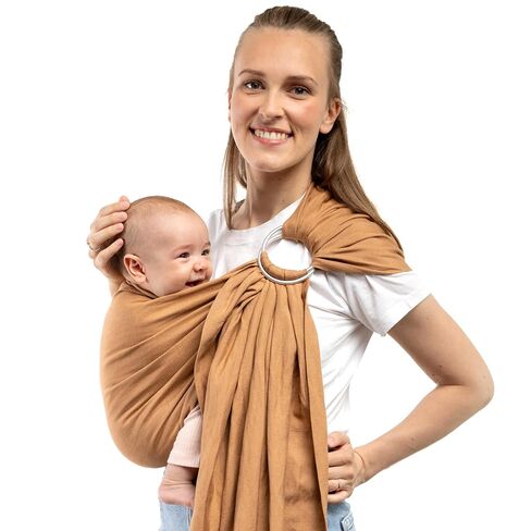 Boba Ring Sling Baby Carrier Newborn to Toddler - Lightweight & Breathable Baby Sling Carrier, Hip-Healthy Baby Carrier Sling, Baby Wrap Carrier for Front & Hip Carry, 8-35 lbs (Linen Rye) in Kuwait