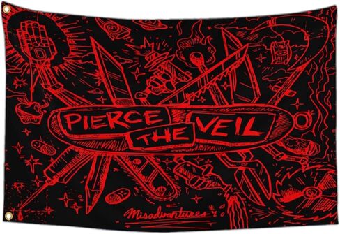IOKEN Pierces the Veil Flag Tapestry Poster Banner 3x5 Ft Funny Flags for Teen Girls Room Bedroom College Dorm Meme Flags Man Cave Wall Art Decor Gifts in Saudi Arabia