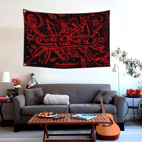 IOKEN Pierces the Veil Flag Tapestry Poster Banner 3x5 Ft Funny Flags for Teen Girls Room Bedroom College Dorm Meme Flags Man Cave Wall Art Decor Gifts in Saudi Arabia