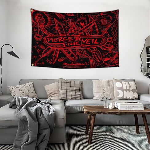 IOKEN Pierces the Veil Flag Tapestry Poster Banner 3x5 Ft Funny Flags for Teen Girls Room Bedroom College Dorm Meme Flags Man Cave Wall Art Decor Gifts in Saudi Arabia