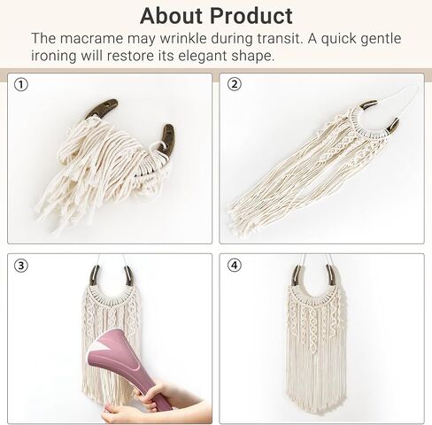 Mkono Macrame الفروسية الجدار شنقا، بوهو جدار ديكور صغير حدوة حصان Macrame المنسوجة جدار الفن الديكور، الحصان عاشق الهدايا نسيج للمنزل غرفة نوم غرفة المعيشة، العاج in Kuwait