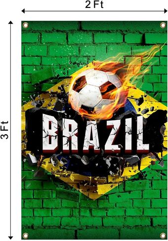 علم البرازيل خلفية كرة القدم نسيج 2x3 أقدام الجدار شنقا ديكور كرة القدم لغرفة المعيشة مكتب نادي الأنشطة الرياضية حزب ديكور داخلي وخارجي in Kuwait