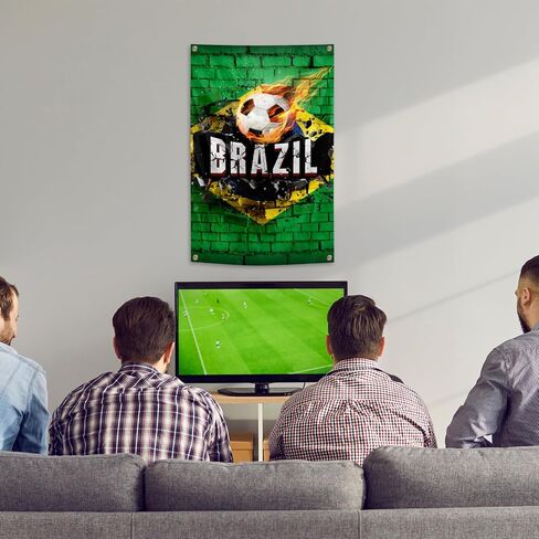 علم البرازيل خلفية كرة القدم نسيج 2x3 أقدام الجدار شنقا ديكور كرة القدم لغرفة المعيشة مكتب نادي الأنشطة الرياضية حزب ديكور داخلي وخارجي in Kuwait