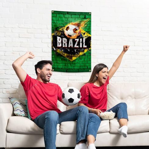 علم البرازيل خلفية كرة القدم نسيج 2x3 أقدام الجدار شنقا ديكور كرة القدم لغرفة المعيشة مكتب نادي الأنشطة الرياضية حزب ديكور داخلي وخارجي in Kuwait