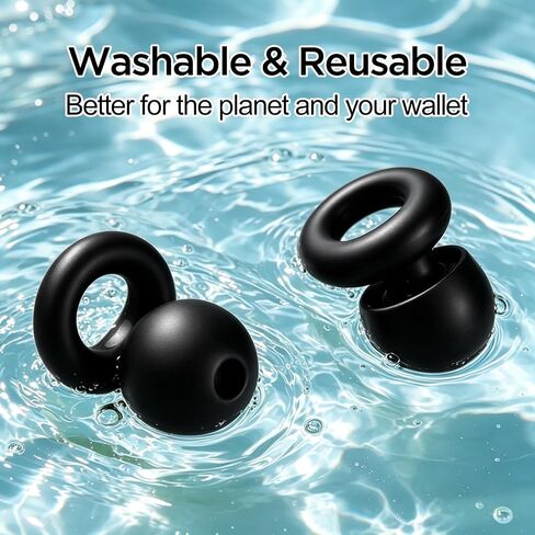 Ear Plugs for Noise Reduction–Super Soft, Reusable Hearing Protection in Flexible Silicone for Sleep, Noise Sensitivity & Flights-8 Ear Tips in XS/S/M/L–27dB Noise Cancelling–Black in Saudi Arabia