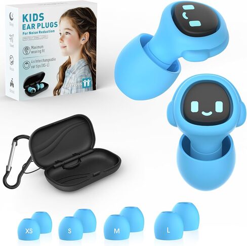 Kids Ear Plugs for 5-12 Yr, 27 dB Noise Reduction Extra Small Earplugs, Ear Plugs for Kids for Noise Sensitivity, Socializing, Sleep, Focus, 4 Sizes Ear Tips in XS-L (Blue) in Saudi Arabia