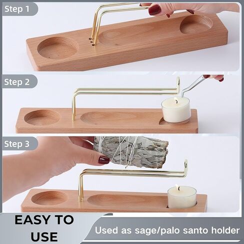 3 in 1 Incense Holder for Burning Insence-Stick & Palo Santo & Sage Sticks, Hanging Upside Down Incense Stick Burner with Glass Ash Catcher, Lasting Burning Palo Santo Sage Burner for Altar in Kuwait