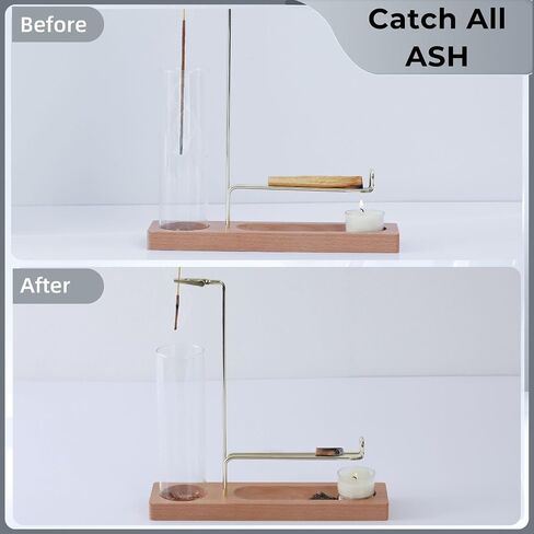 3 in 1 Incense Holder for Burning Insence-Stick & Palo Santo & Sage Sticks, Hanging Upside Down Incense Stick Burner with Glass Ash Catcher, Lasting Burning Palo Santo Sage Burner for Altar in Kuwait
