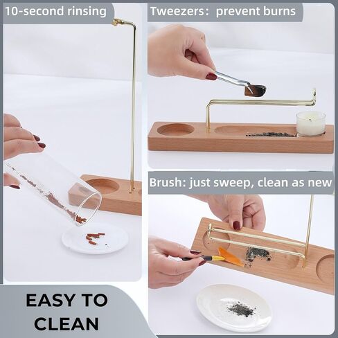 3 in 1 Incense Holder for Burning Insence-Stick & Palo Santo & Sage Sticks, Hanging Upside Down Incense Stick Burner with Glass Ash Catcher, Lasting Burning Palo Santo Sage Burner for Altar in Kuwait