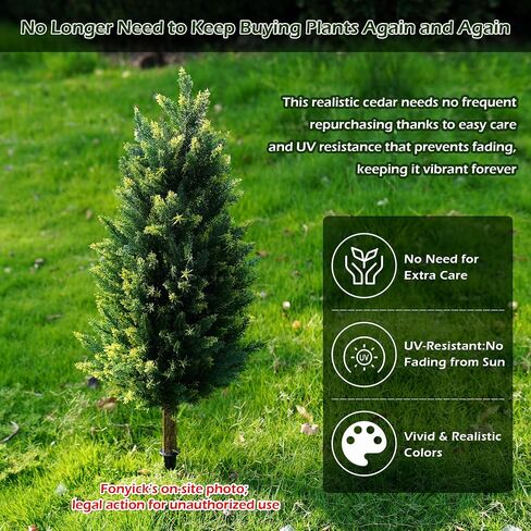 40inch Artificial Topiary Cedar Tree, 2 Sets Faux Cypress Topiary with Spikes, Cedar Ball Fake Bushes Shrubs Plants Tall Norfolk Pine Tree UV Resistant for Front Porch Outdoor Decor Pot Fillers in Saudi Arabia