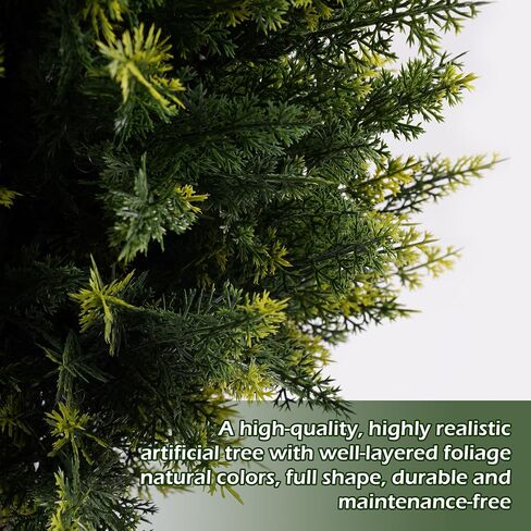 40inch Artificial Topiary Cedar Tree, 2 Sets Faux Cypress Topiary with Spikes, Cedar Ball Fake Bushes Shrubs Plants Tall Norfolk Pine Tree UV Resistant for Front Porch Outdoor Decor Pot Fillers in Saudi Arabia