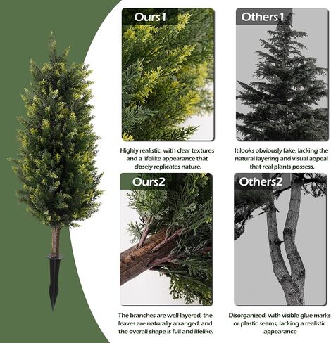 40inch Artificial Topiary Cedar Tree, 2 Sets Faux Cypress Topiary with Spikes, Cedar Ball Fake Bushes Shrubs Plants Tall Norfolk Pine Tree UV Resistant for Front Porch Outdoor Decor Pot Fillers in Saudi Arabia