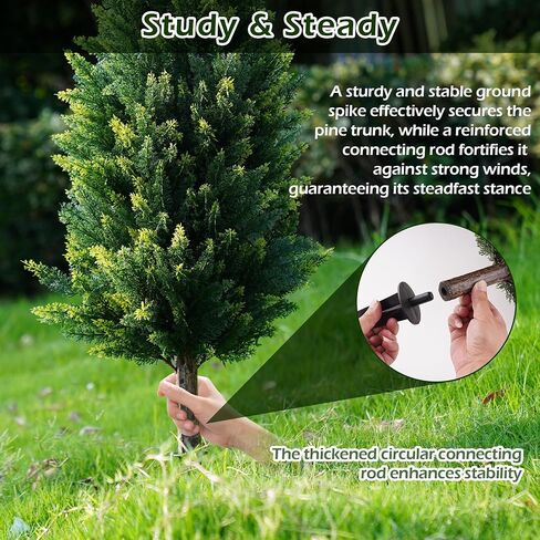 40inch Artificial Topiary Cedar Tree, 2 Sets Faux Cypress Topiary with Spikes, Cedar Ball Fake Bushes Shrubs Plants Tall Norfolk Pine Tree UV Resistant for Front Porch Outdoor Decor Pot Fillers in Saudi Arabia