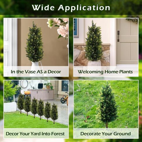 40inch Artificial Topiary Cedar Tree, 2 Sets Faux Cypress Topiary with Spikes, Cedar Ball Fake Bushes Shrubs Plants Tall Norfolk Pine Tree UV Resistant for Front Porch Outdoor Decor Pot Fillers in Saudi Arabia