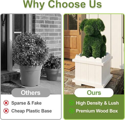 34.6" Original Design Handcrafted Dog Topiary with White Planter-Premium Faux Boxwood Sculpture,Front Porch Décor,UV-Resistant,No Maintenance,Artificial Plants for Entryway & Patio (2-Pack) in Saudi Arabia