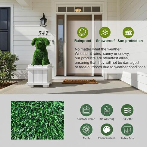34.6" Original Design Handcrafted Dog Topiary with White Planter-Premium Faux Boxwood Sculpture,Front Porch Décor,UV-Resistant,No Maintenance,Artificial Plants for Entryway & Patio (2-Pack) in Saudi Arabia