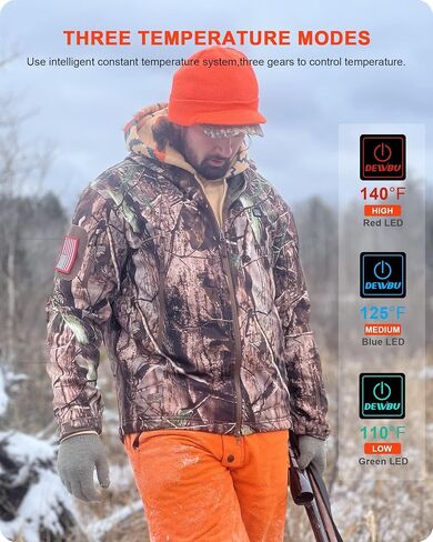 DEWBU Men's Heated Jacket (Tree, XL) with Extra 12V Battery Pack in Saudi Arabia