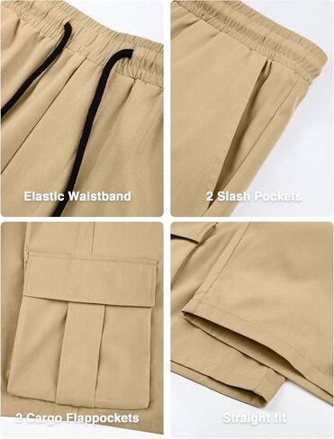 Comdecevis Men's Casual Cargo Shorts Relaxed Fit Drawstring Shorts with Multi-Pocket for Summer Work Outdoor Hiking in Kuwait