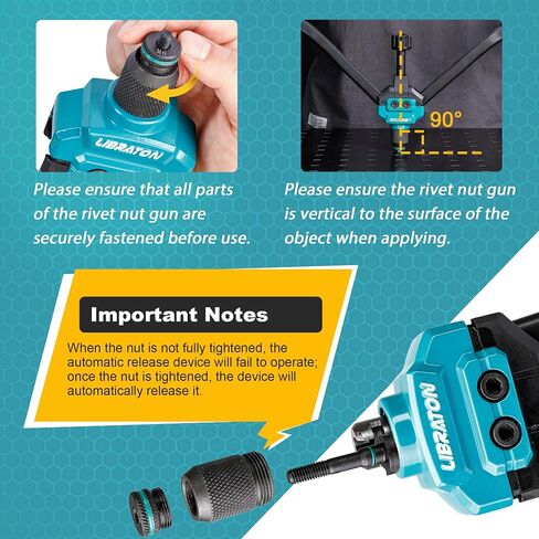 LIBRATON Rivet Nut Tool, 16" Rivnut Tool Kit, Hand Rivet Nut Tool kit with 11PCS Metric & SAE Interchangeable Mandrels, 110PCS Rivet Nuts, Carrying Case, Auto Release Nut Design in Saudi Arabia